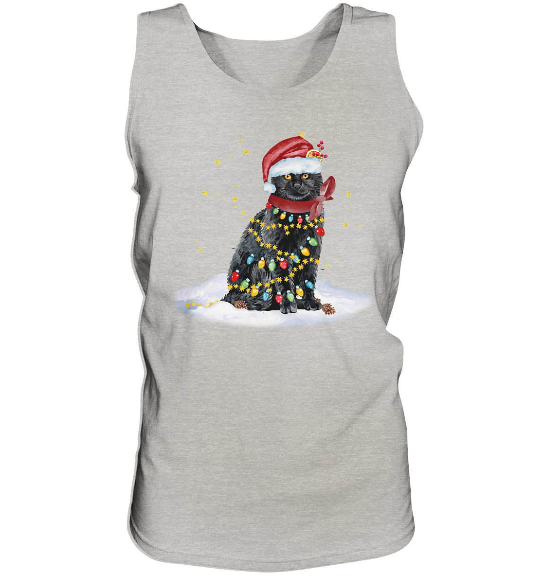 Lustige Weihnachts Katze Zeichnung - Tank-Top