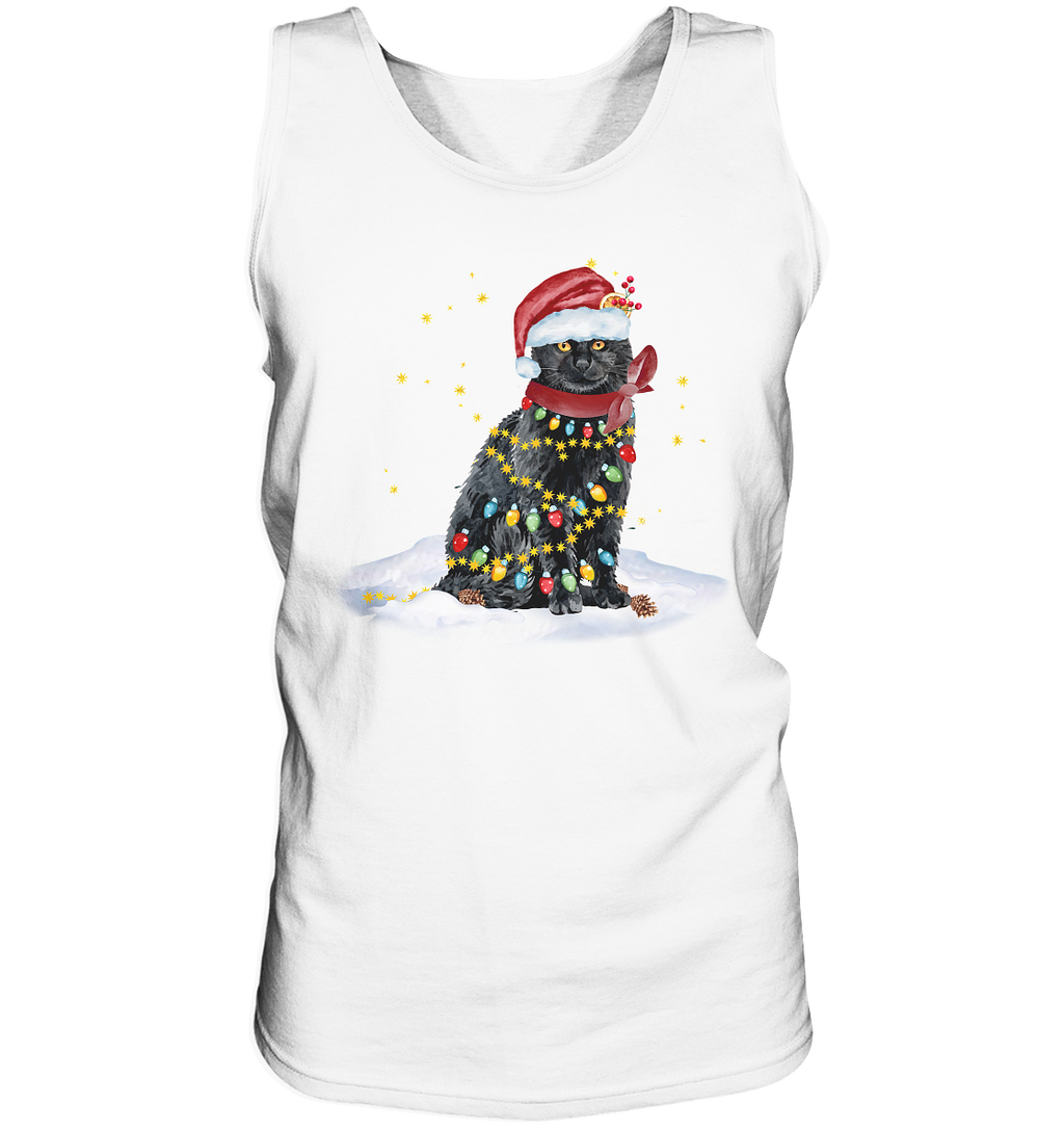 Lustige Weihnachts Katze Zeichnung - Tank-Top