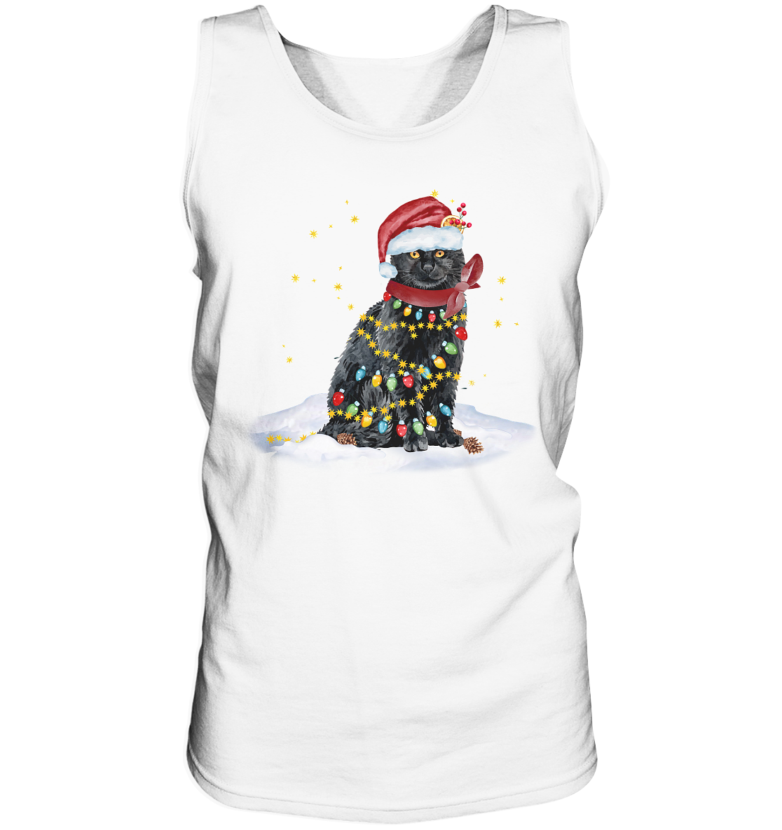 Lustige Weihnachts Katze Zeichnung - Tank-Top