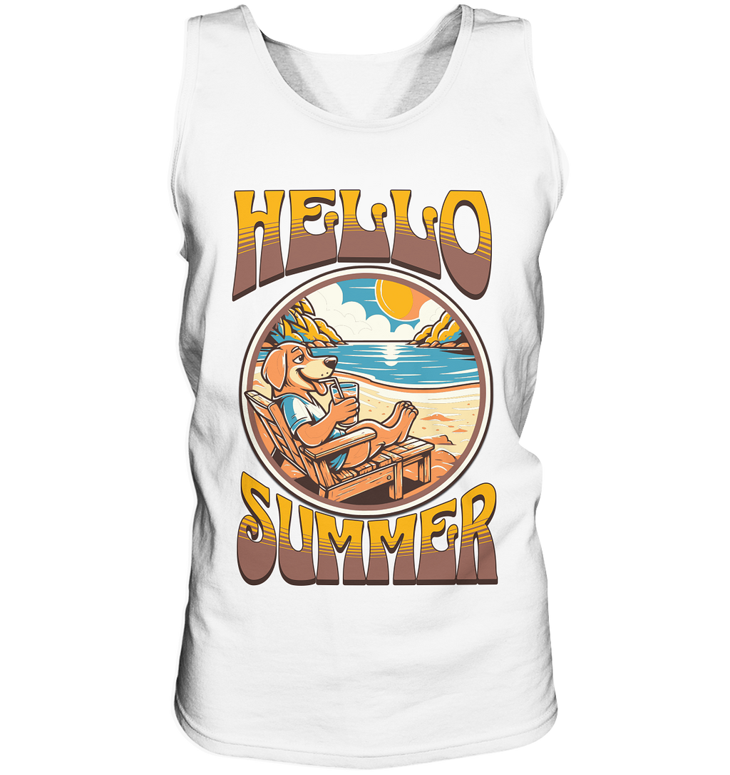 Hello Summer Hund am Strand Retro - Tank-Top