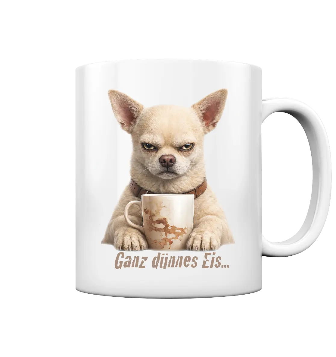 Ganz dünnes Eis. Chihuahua comic  - Tasse glossy - PAWentura