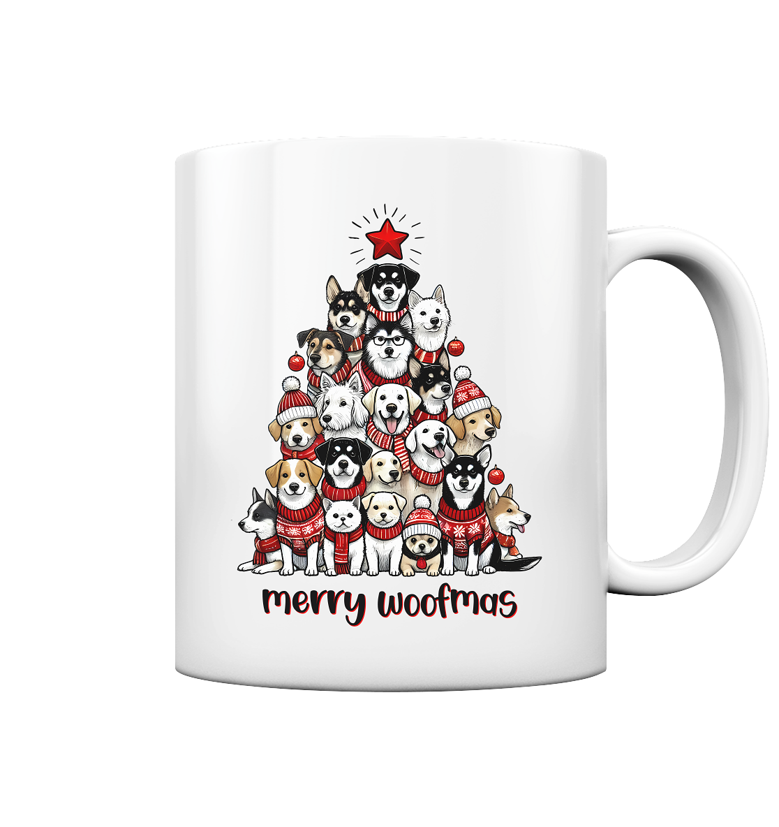 Weihnachten Christmas Hunde Baum Merry Woofmas - Tasse glossy