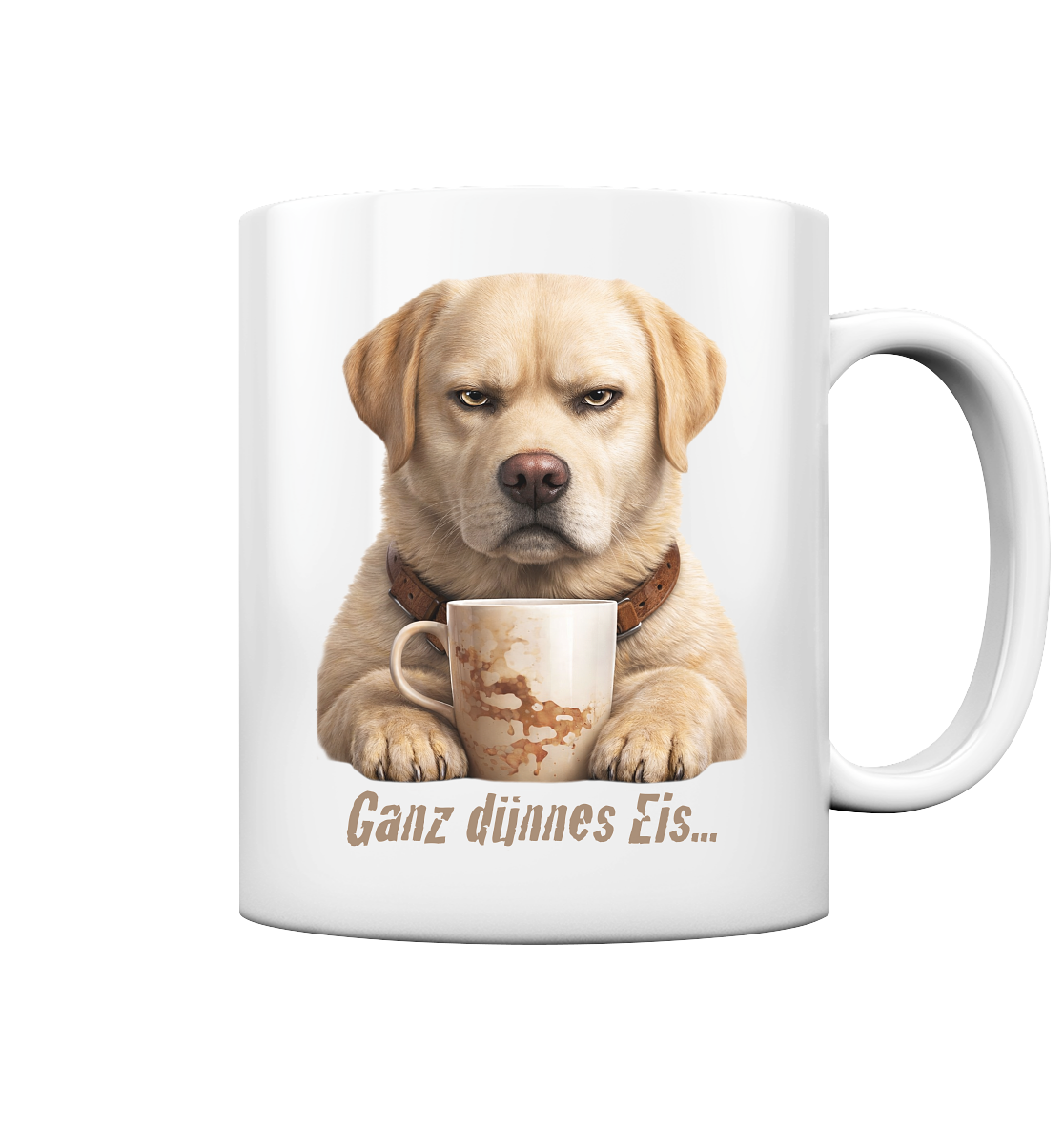 Ganz dünnes Eis- Grumpy Labrador Retreiver  - Tasse glossy