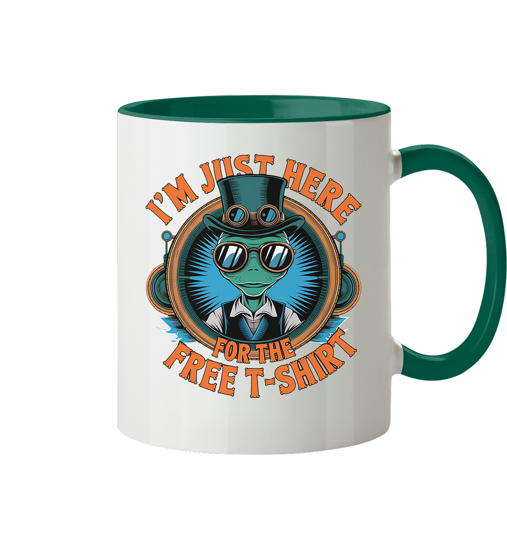 Alien Steampunk I'm just here for the Free T-Shirt - Tasse zweifarbig