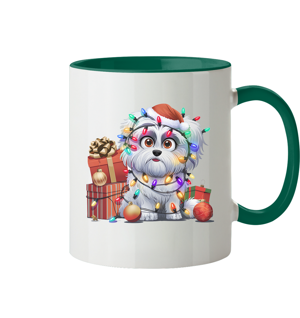 Ugly Christmas Weihnachten Malteser - Tasse zweifarbig