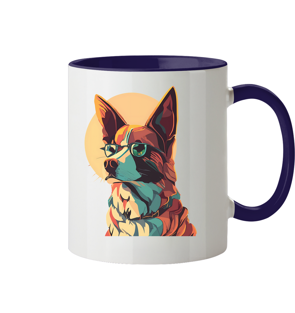 Retro Pop Art Illustration Fox Terrier Hund - Tasse zweifarbig