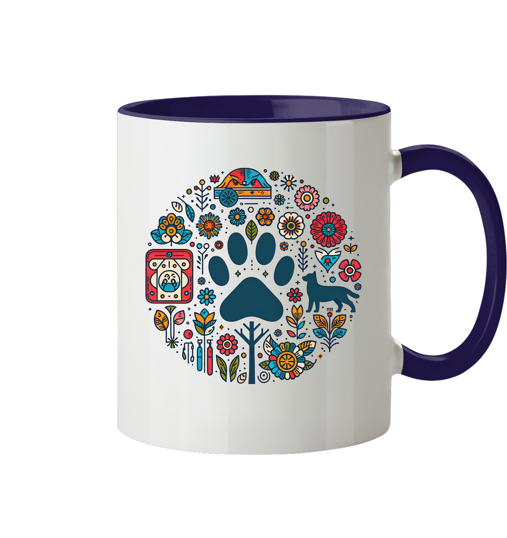 Farbige Modernes Design Pfote , Hund, Natur - Tasse zweifarbig