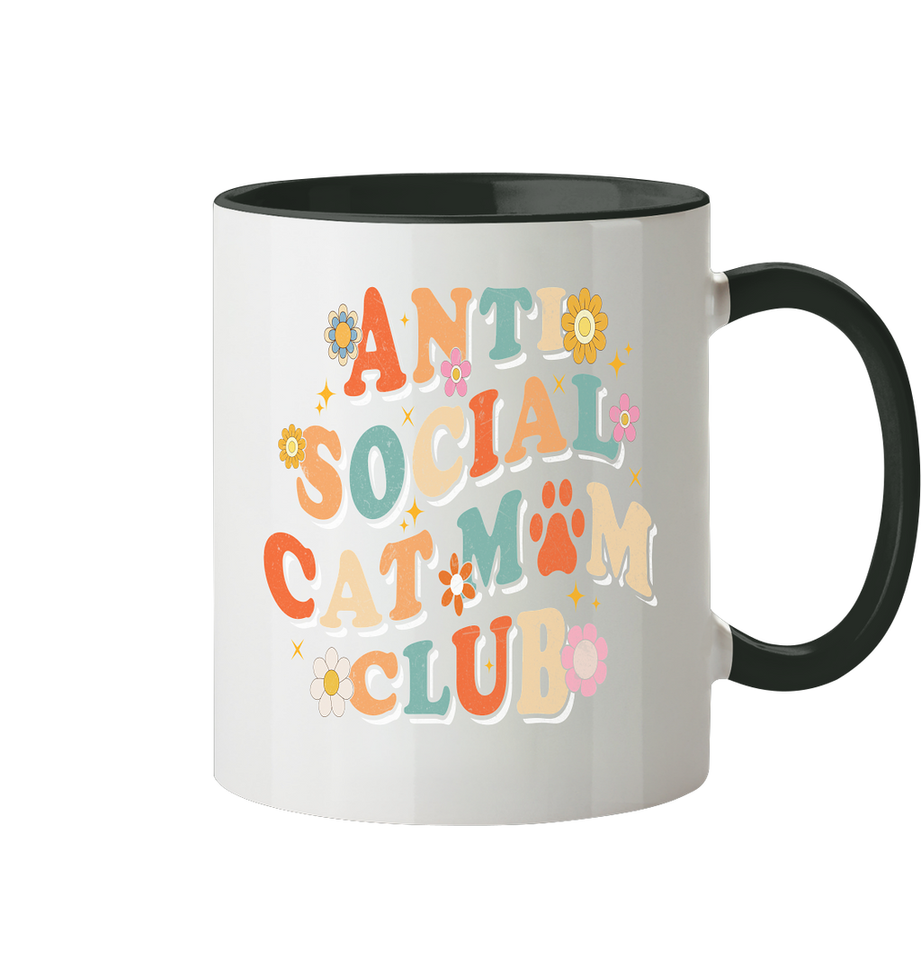 Anti Social Cat Mum Club - Tasse zweifarbig