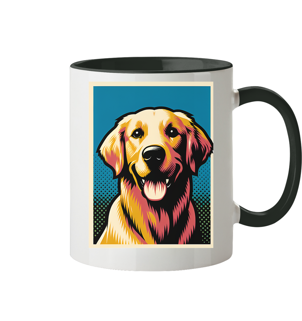 Golden Retriever Pop Art - personalisierbar - Tasse zweifarbig