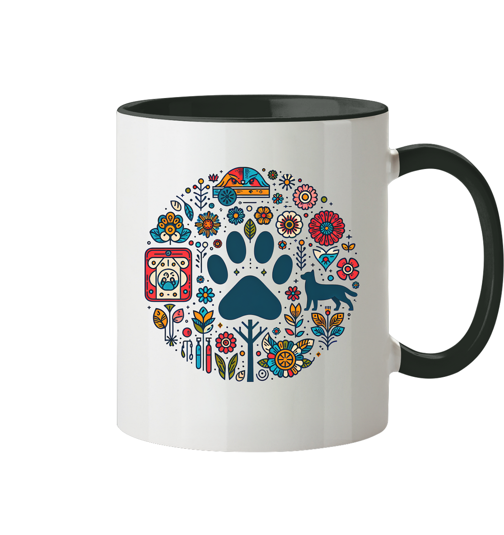 Farbige Modernes Design Pfote , Hund, Natur - Tasse zweifarbig