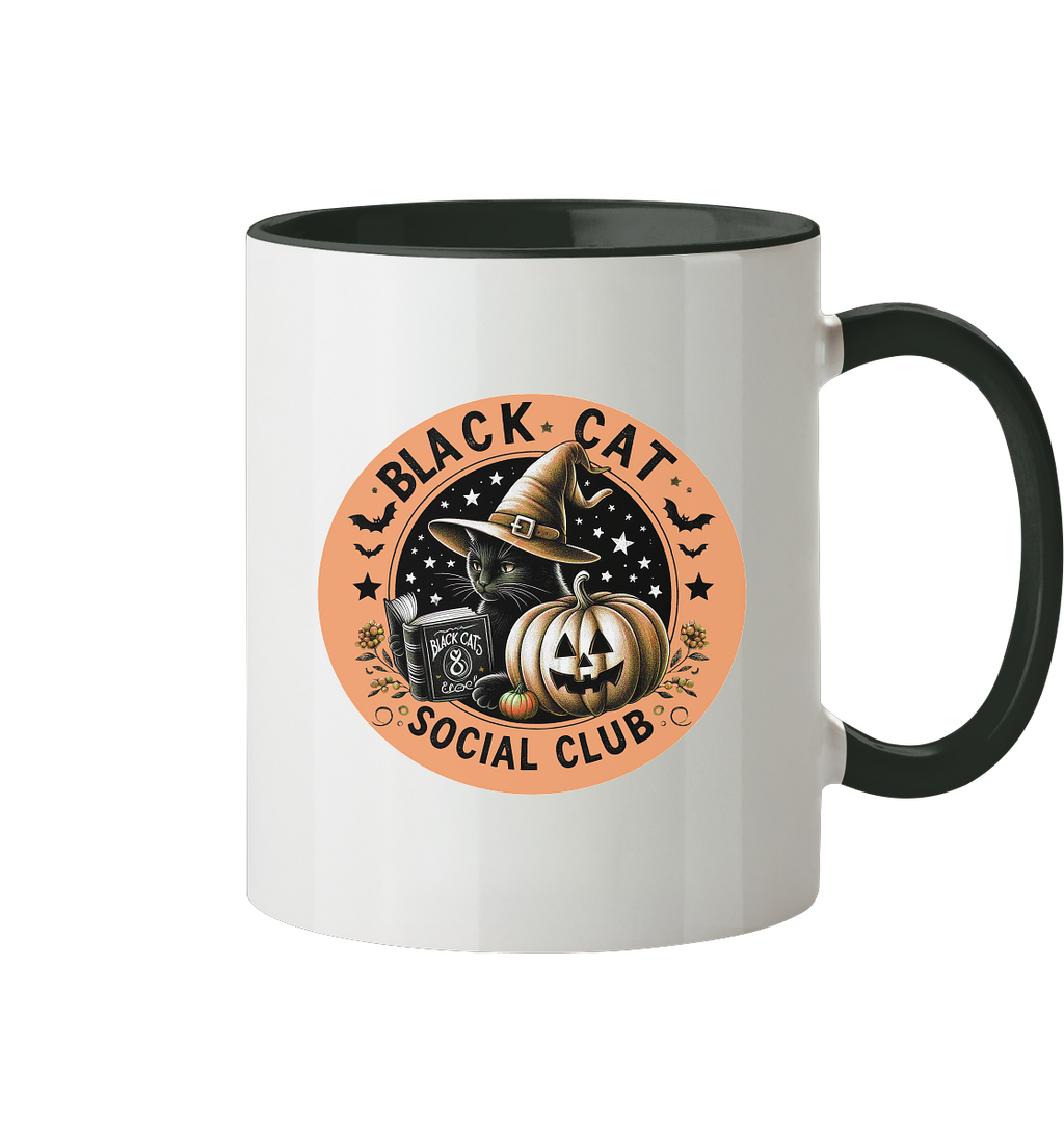 Halloween Black Cat Social Club - Tasse zweifarbig