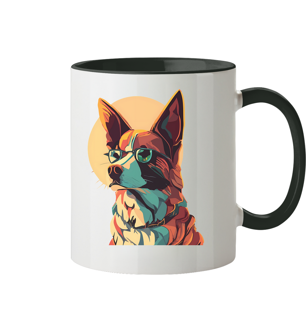 Retro Pop Art Illustration Fox Terrier Hund - Tasse zweifarbig