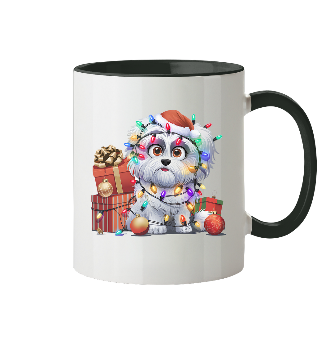 Ugly Christmas Weihnachten Malteser - Tasse zweifarbig