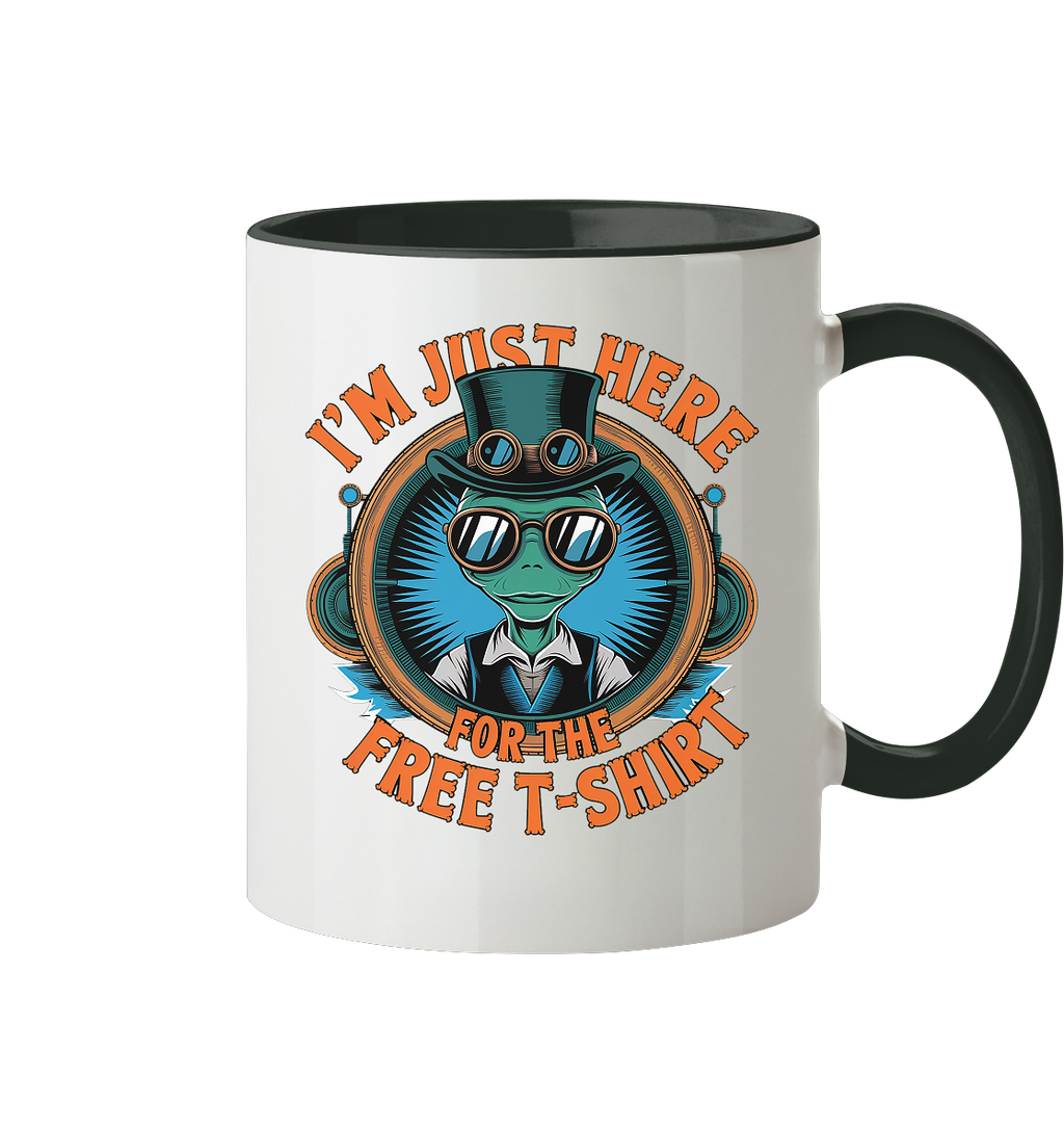 Alien Steampunk I'm just here for the Free T-Shirt - Tasse zweifarbig
