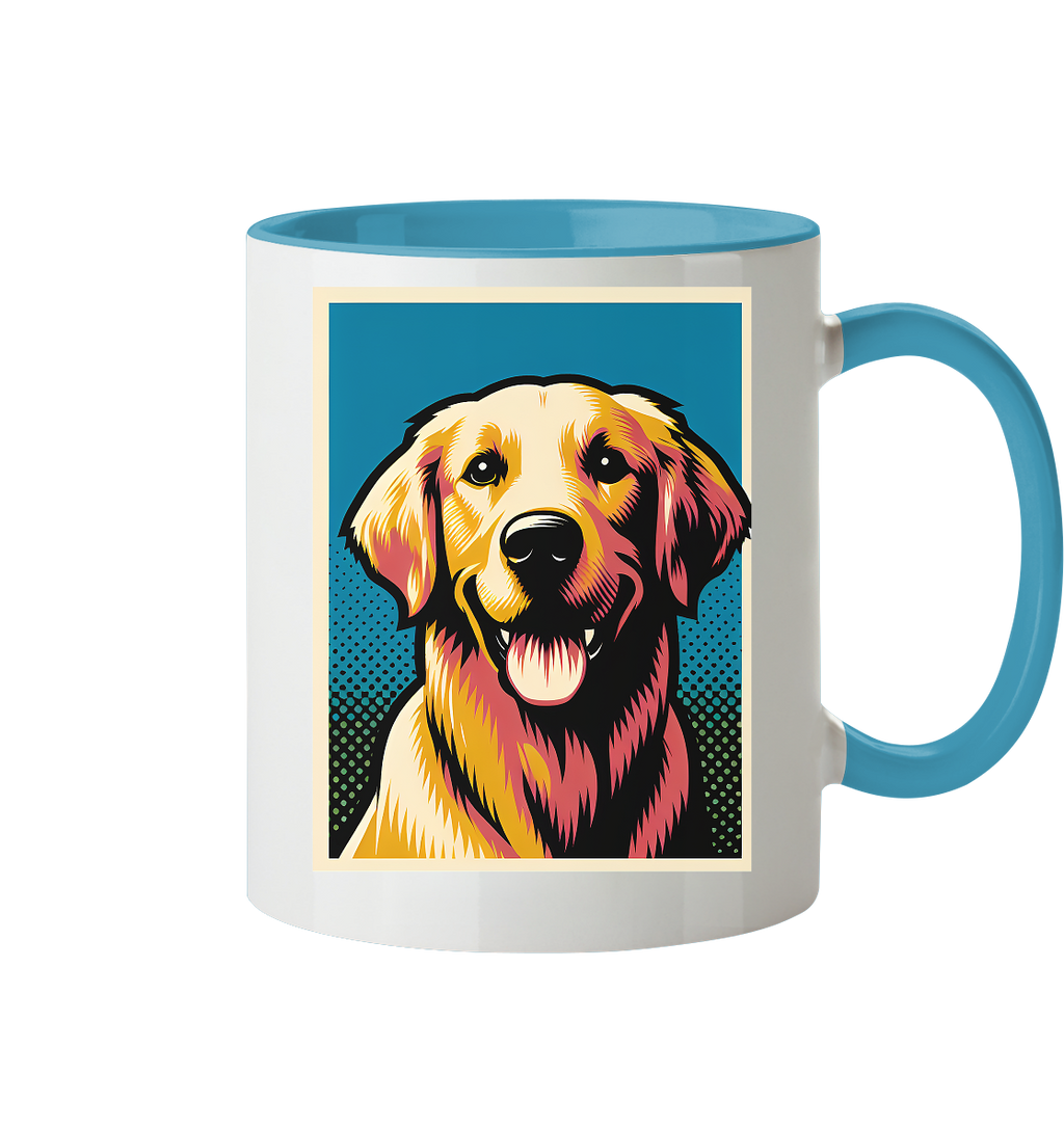 Golden Retriever Pop Art - personalisierbar - Tasse zweifarbig