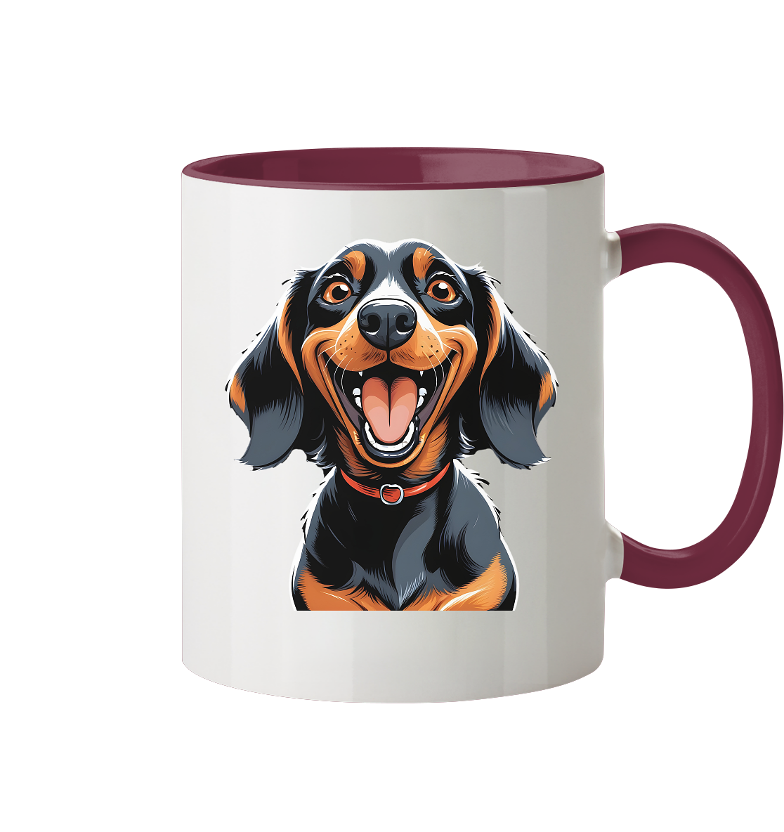 Happy Dackel Cartoon - Tasse zweifarbig