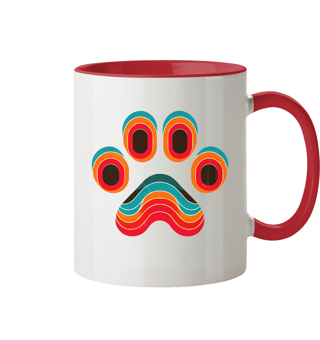 70s Style Pfote Art - Tasse zweifarbig