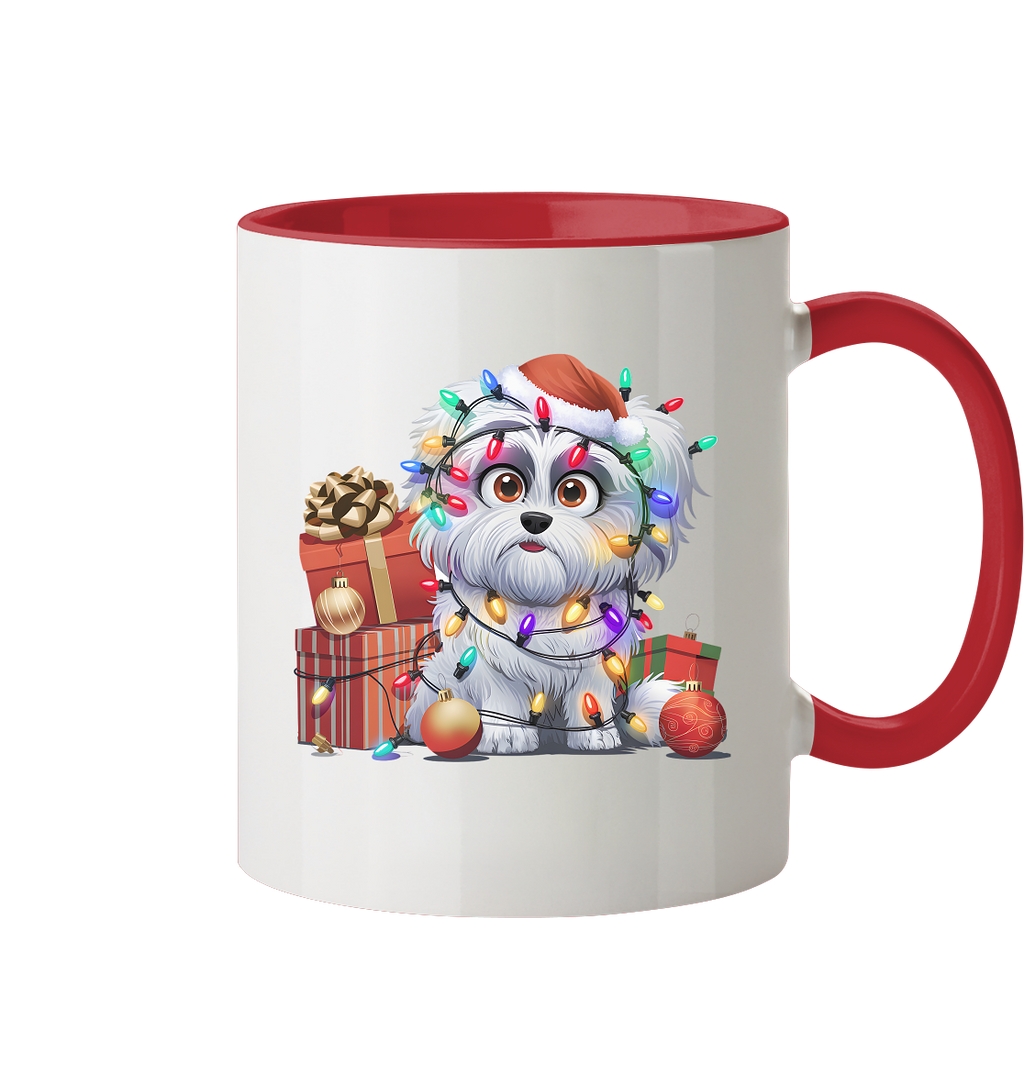 Ugly Christmas Weihnachten Malteser - Tasse zweifarbig