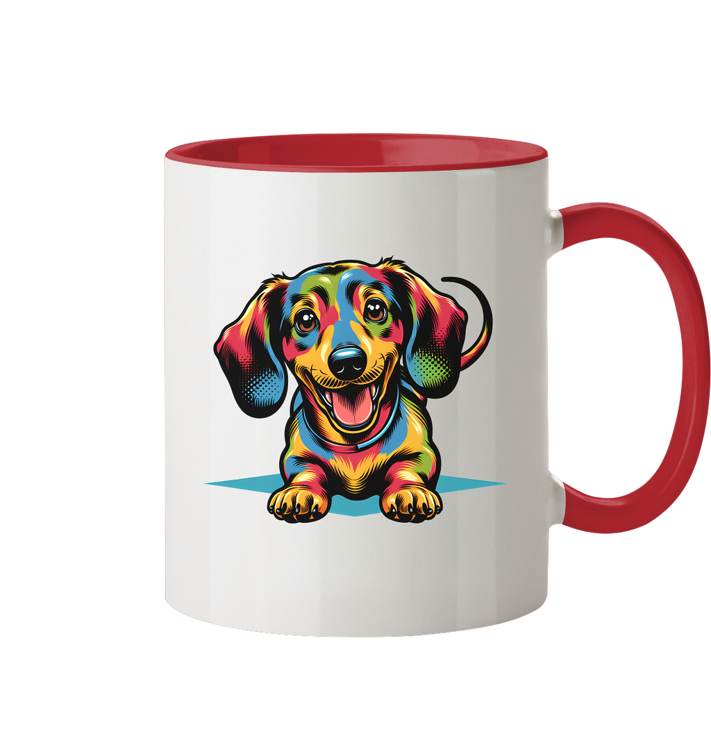 Happy Dackel Pop Art - Tasse zweifarbig