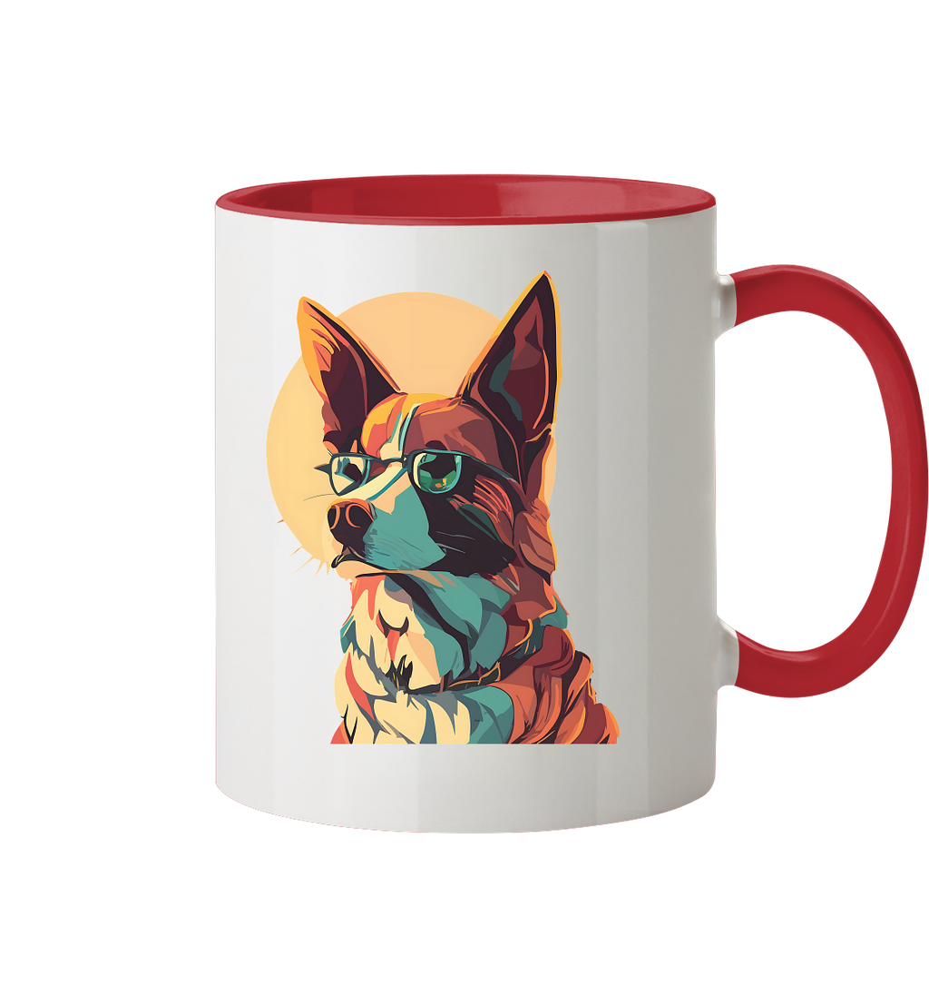 Retro Pop Art Illustration Fox Terrier Hund - Tasse zweifarbig