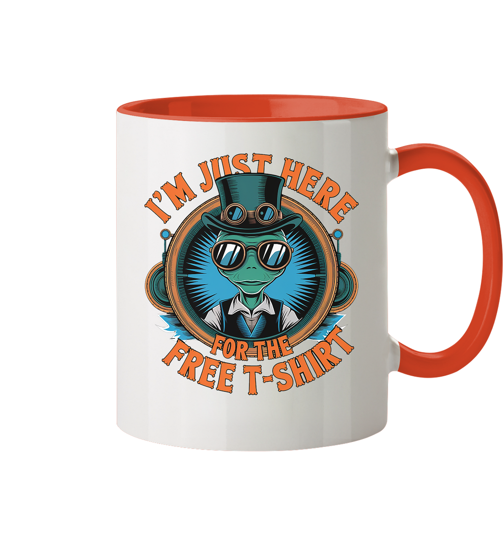 Alien Steampunk I'm just here for the Free T-Shirt - Tasse zweifarbig