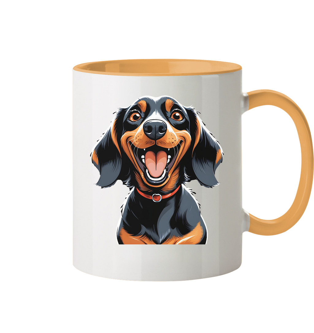 Happy Dackel Cartoon - Tasse zweifarbig