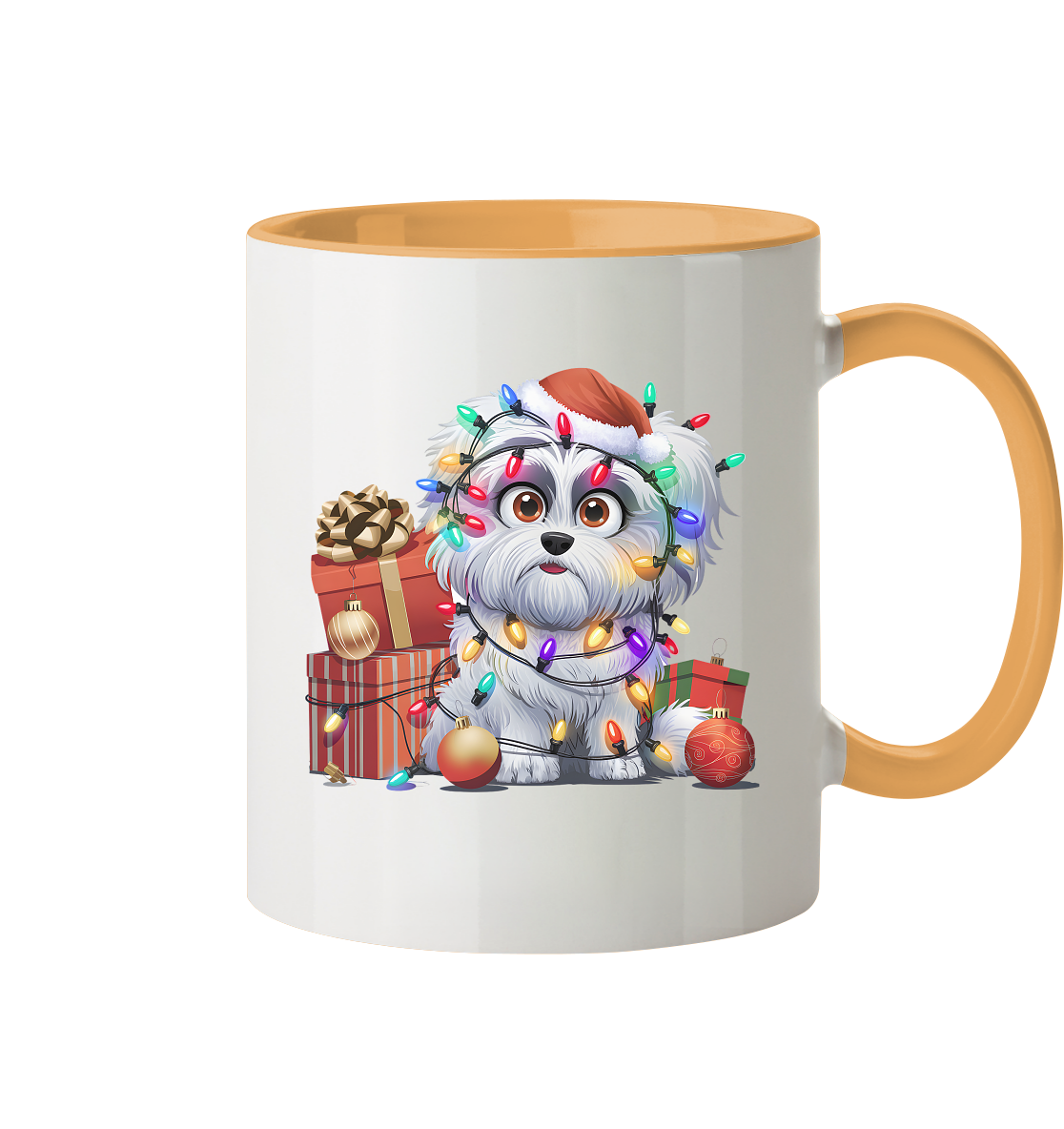 Ugly Christmas Weihnachten Malteser - Tasse zweifarbig