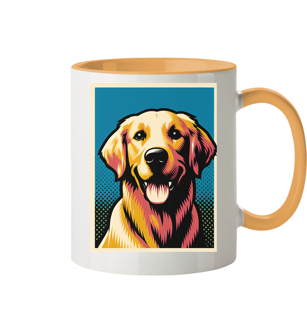 Golden Retriever Pop Art - personalisierbar - Tasse zweifarbig