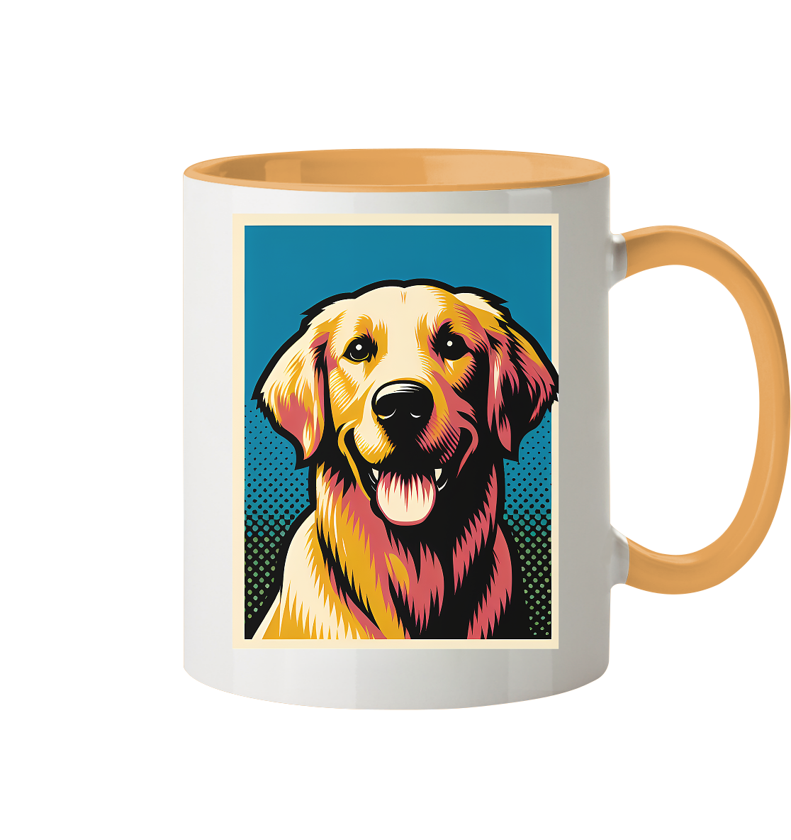 Golden Retriever Pop Art - personalisierbar - Tasse zweifarbig