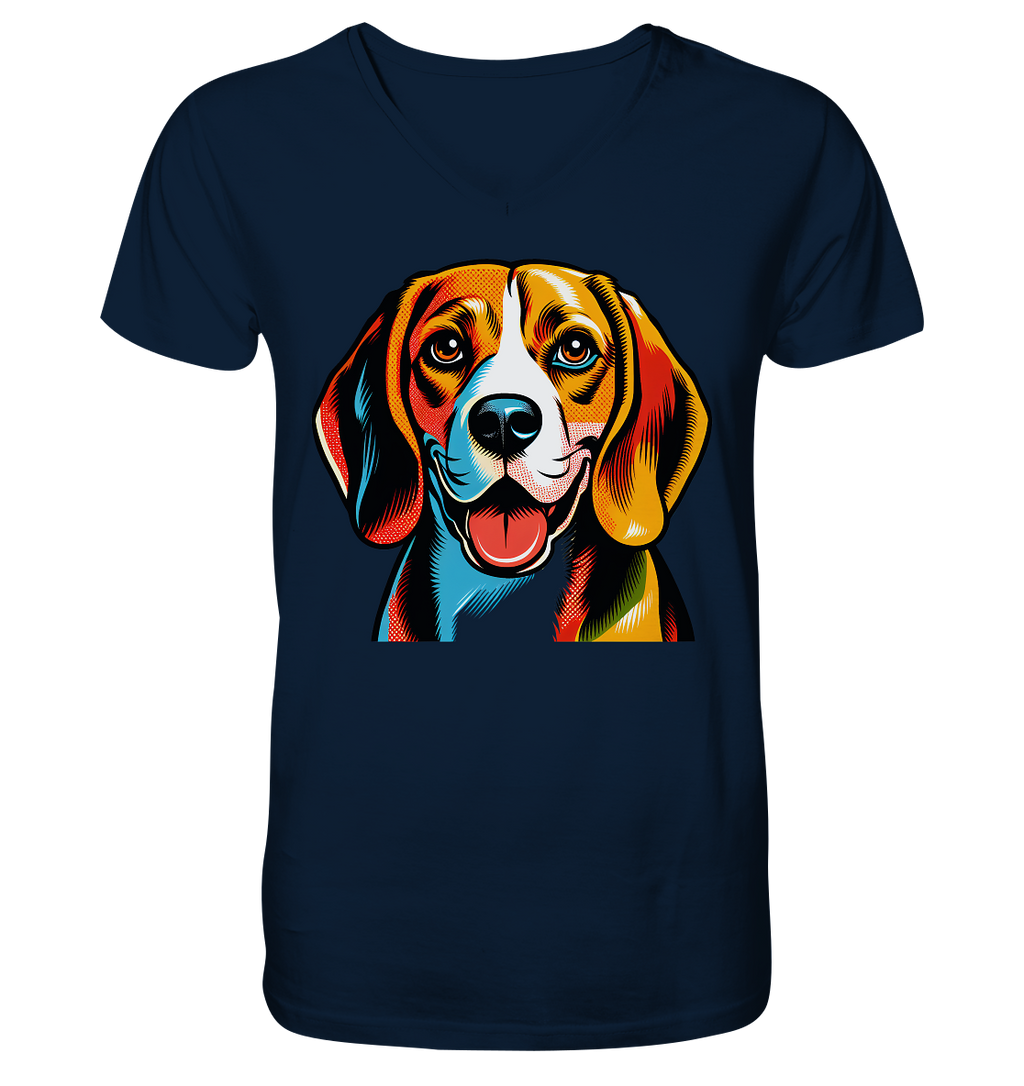 Beagle Pop Art - Personalisierbar - V-Neck Shirt
