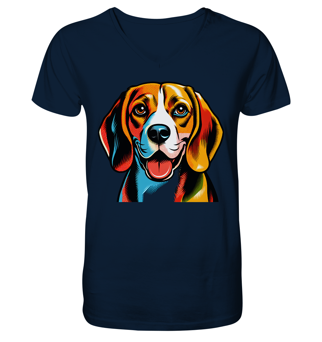 Beagle Pop Art - Personalisierbar - V-Neck Shirt
