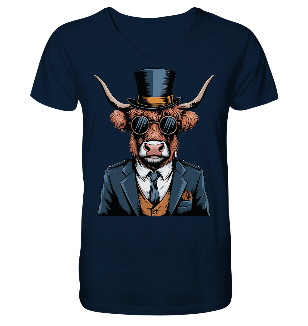 Highland Cow Steampunk - V-Neck Shirt