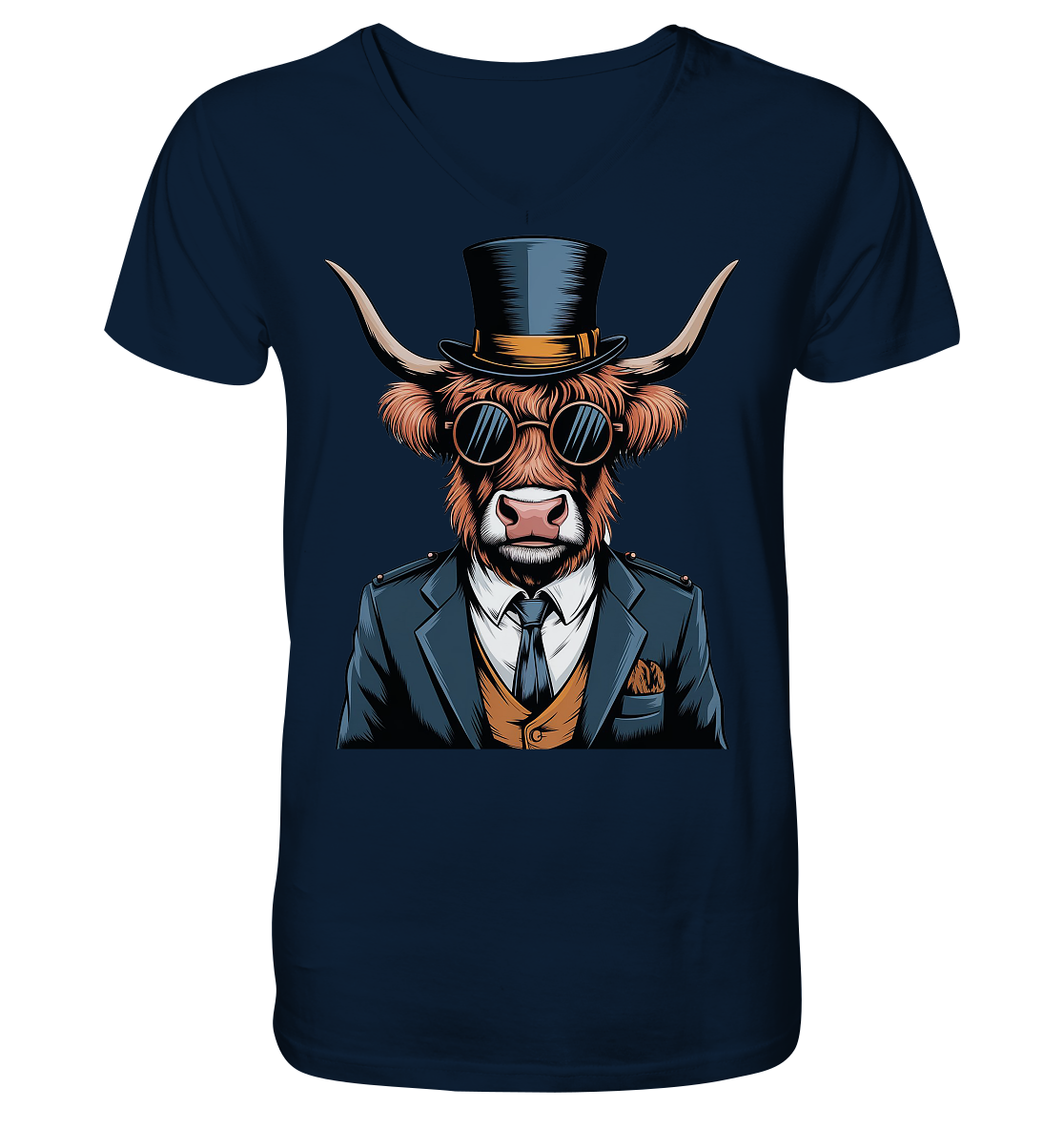 Highland Cow Steampunk - V-Neck Shirt
