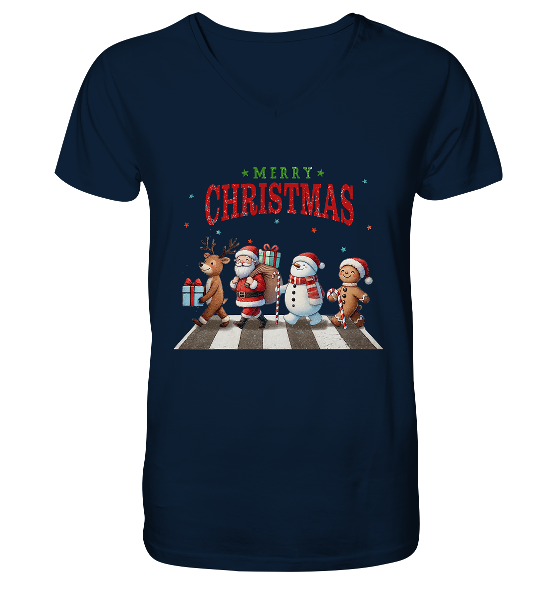 Merry Christmas Zebrastreifen - V-Neck Shirt