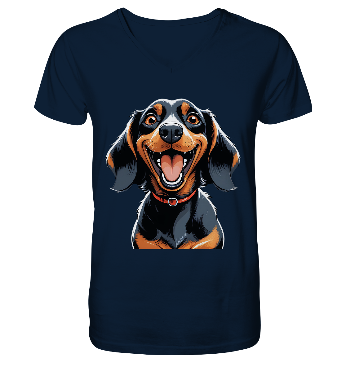 Happy Dackel Cartoon - V-Neck Shirt