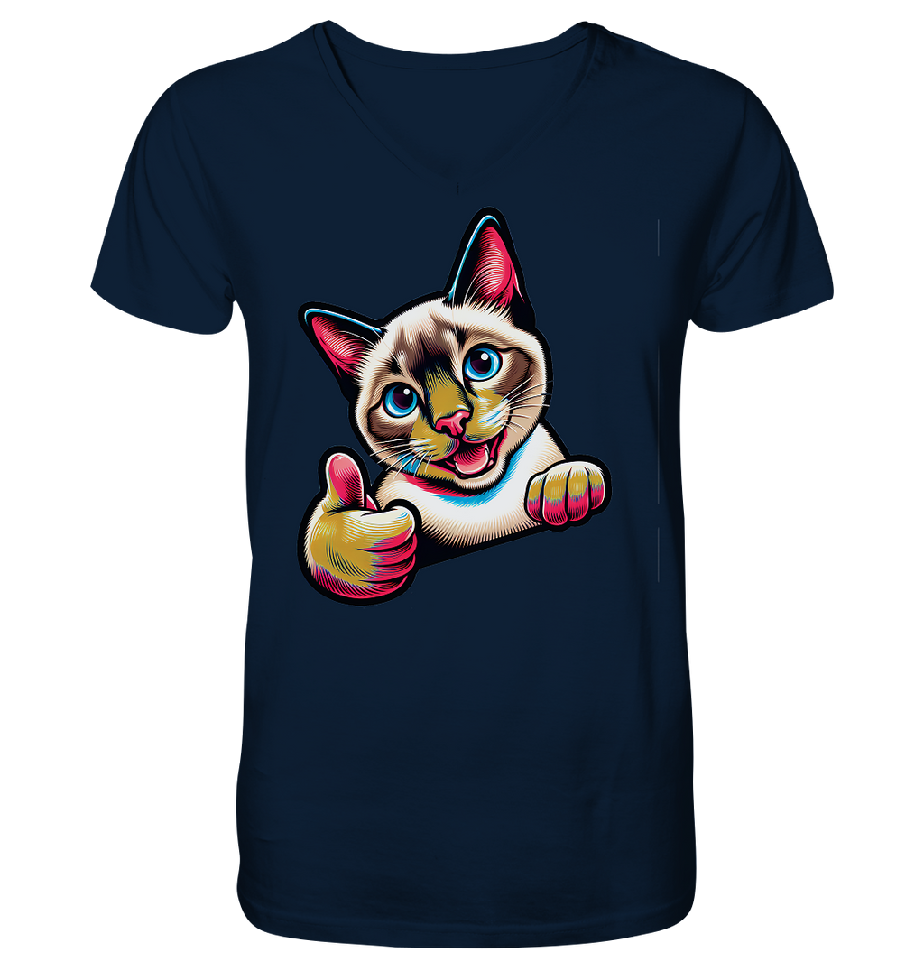 Siamkatze Pop Art - personalisierbar - V-Neck Shirt