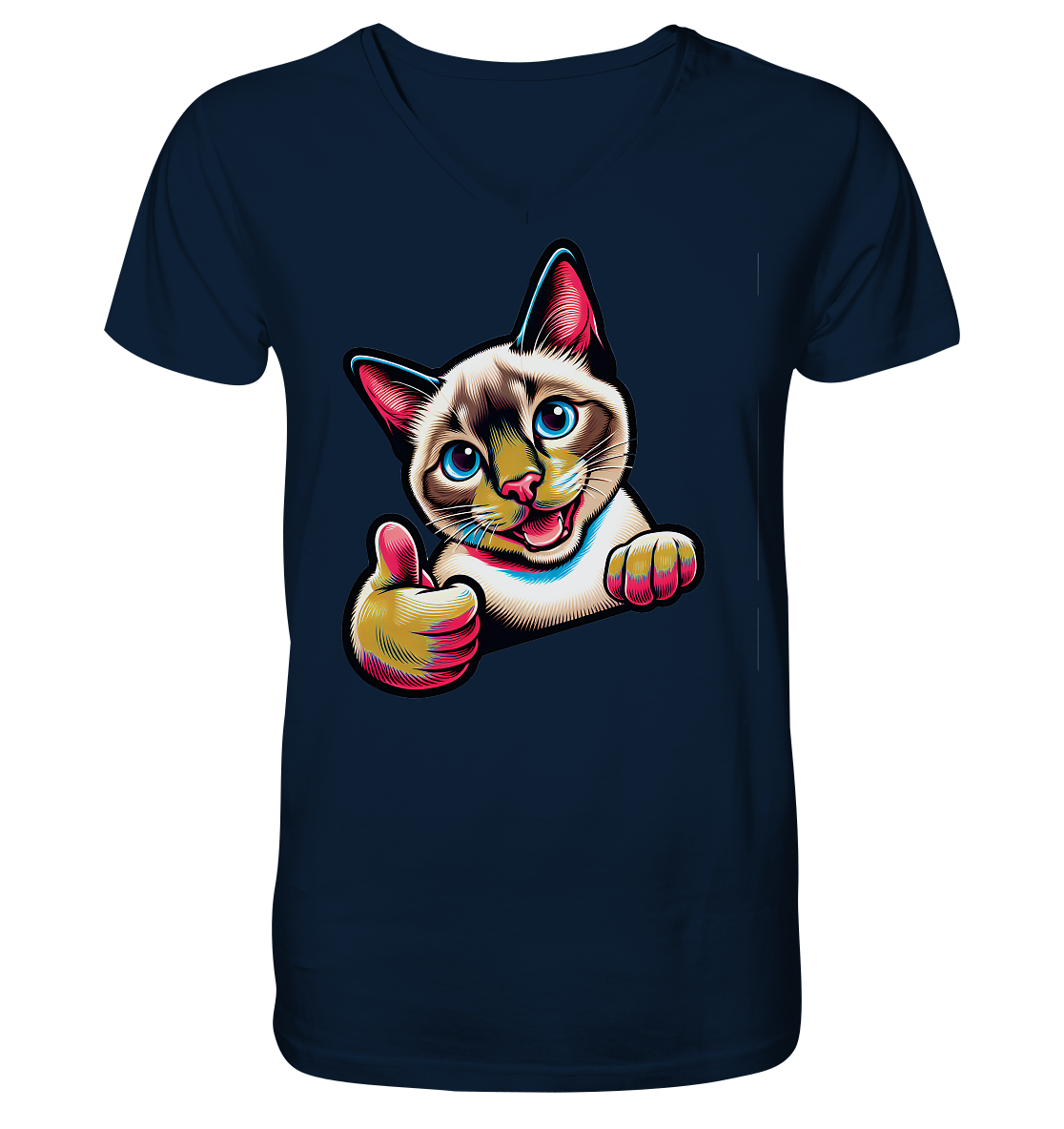 Siamkatze Pop Art - personalisierbar - V-Neck Shirt