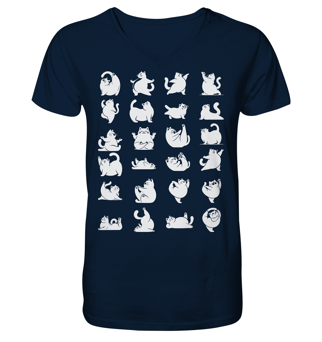Katzen Yoga / Cat Yoga Fun - personalisierbar - V-Neck Shirt