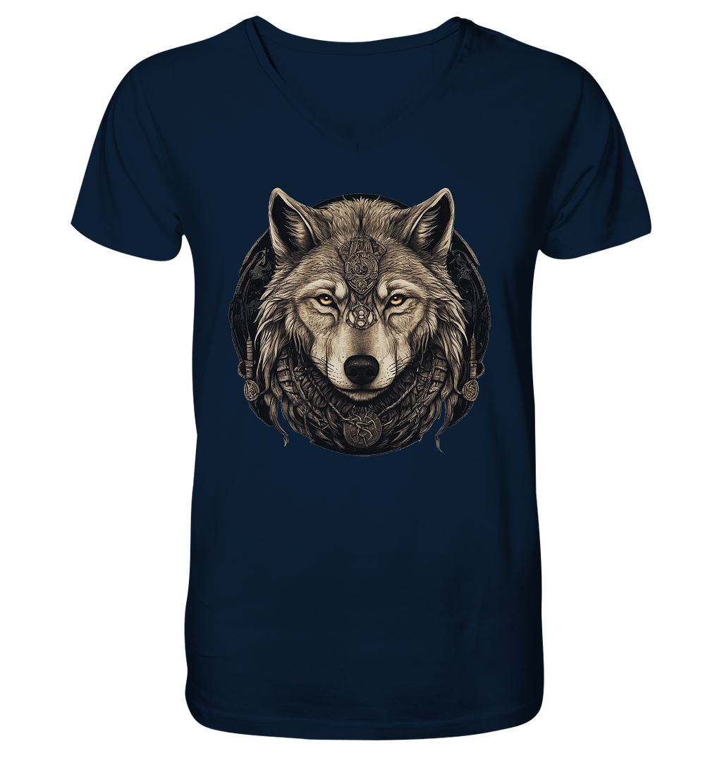 Wolf Fenris Viking Art - V-Neck Shirt