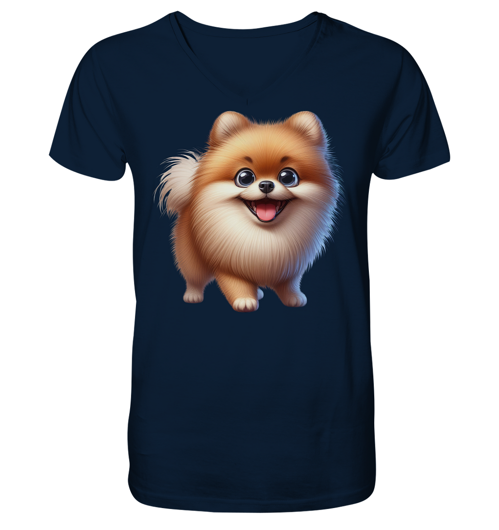 Pomeranien Cartoon - personalisierbar - V-Neck Shirt