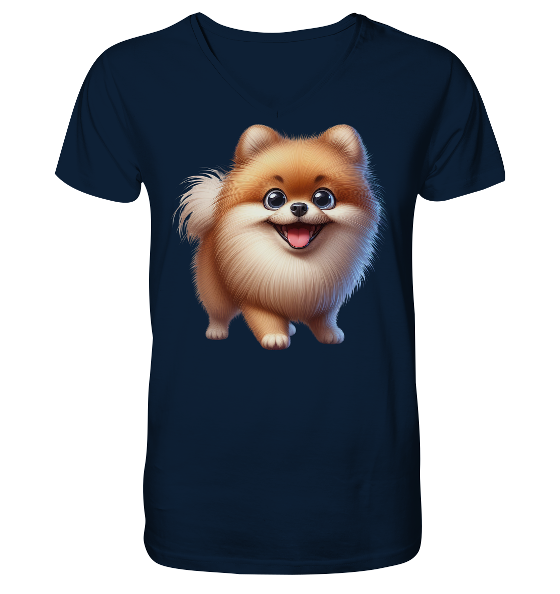 Pomeranien Cartoon - personalisierbar - V-Neck Shirt