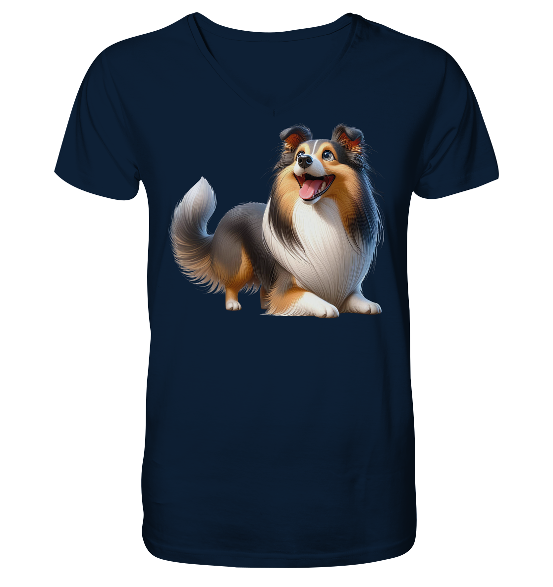 Shetland Sheepdog cartoon personalisierbar - V-Neck Shirt