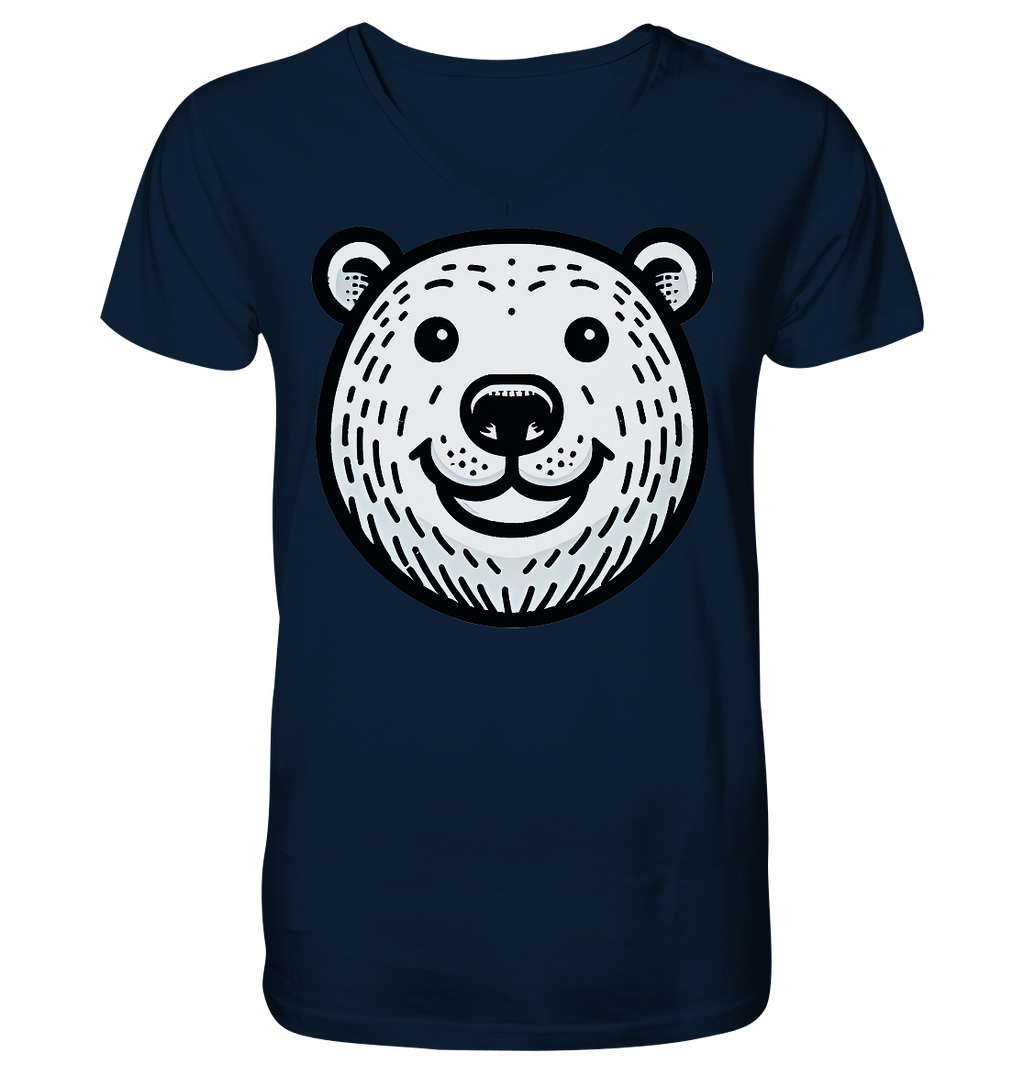 Lustiges Eisbär Gesicht   - personalisierbar  - V-Neck Shirt