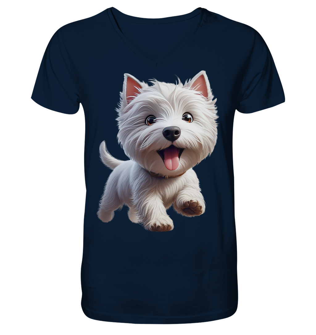 West Highland Terrier Catoon - personalisierbar - V-Neck Shirt