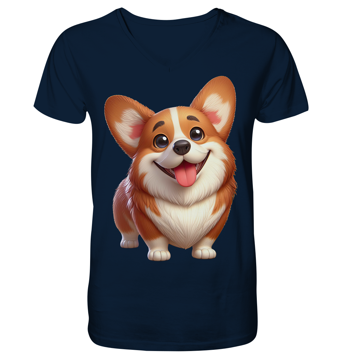 Corgi Cartoon Hund - persoinalisierbar - V-Neck Shirt