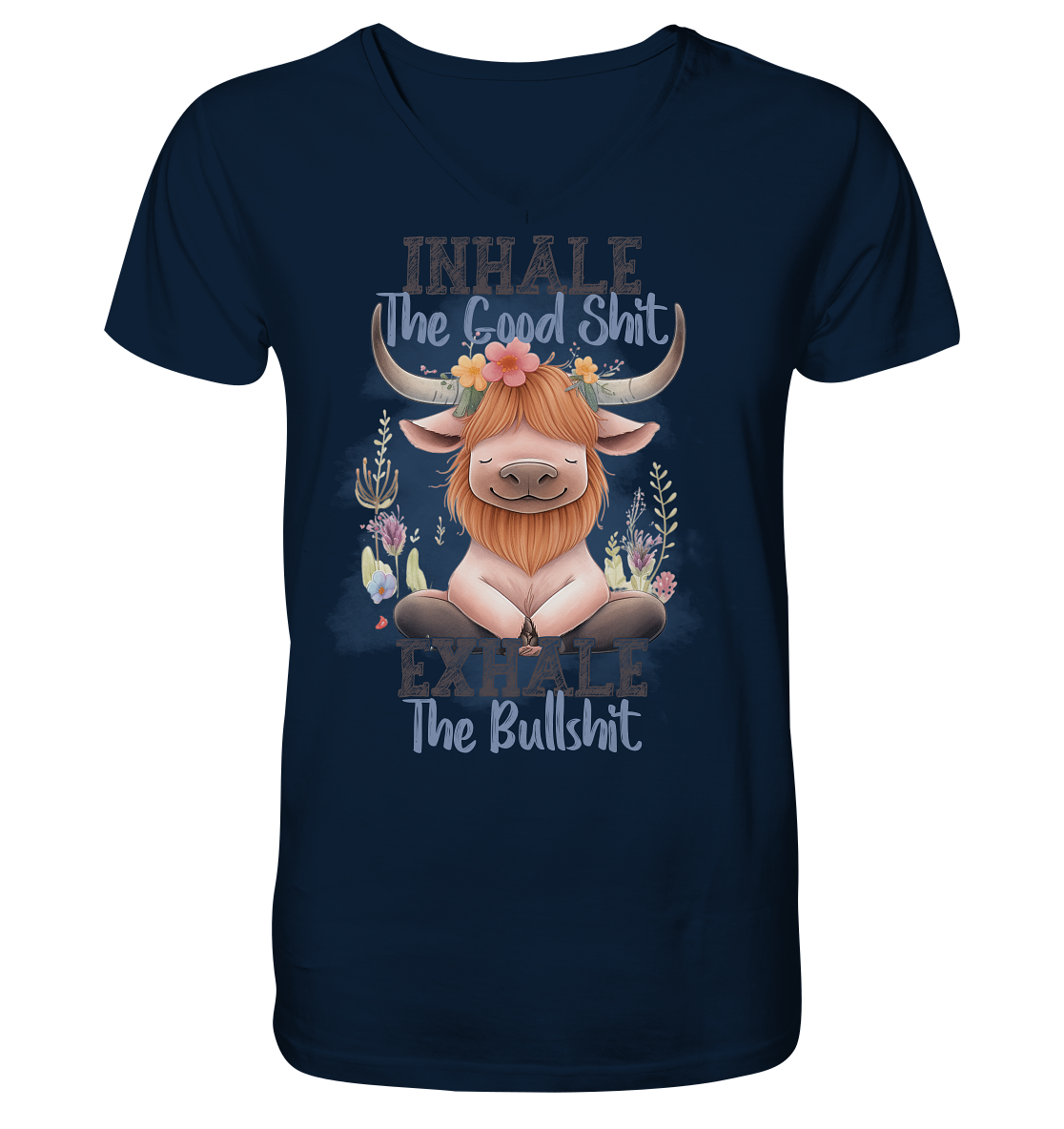 Yoga Highland Kuh - V-Neck Shirt