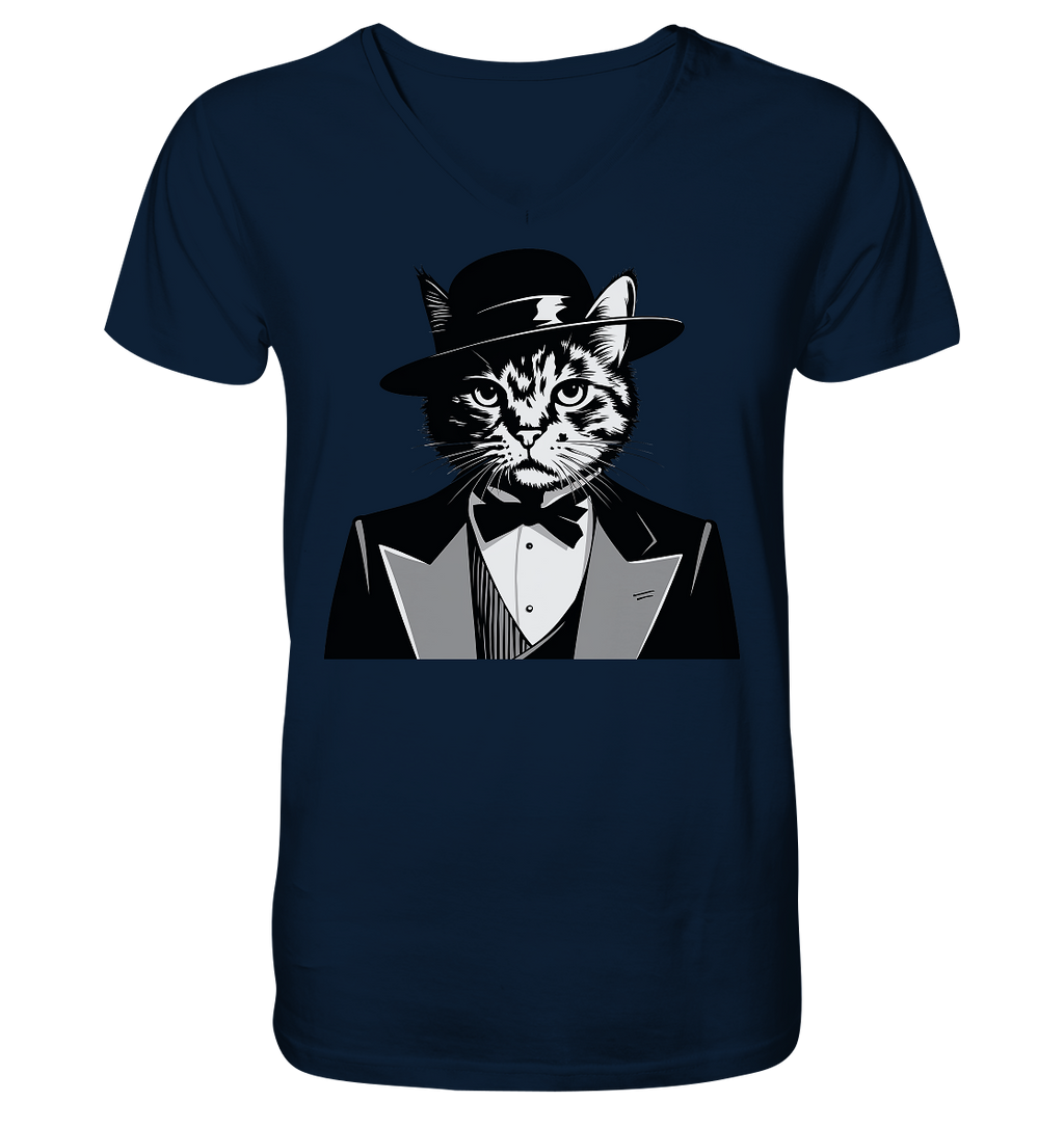 Godfather Katze Mafia - personalisierbar  - V-Neck Shirt