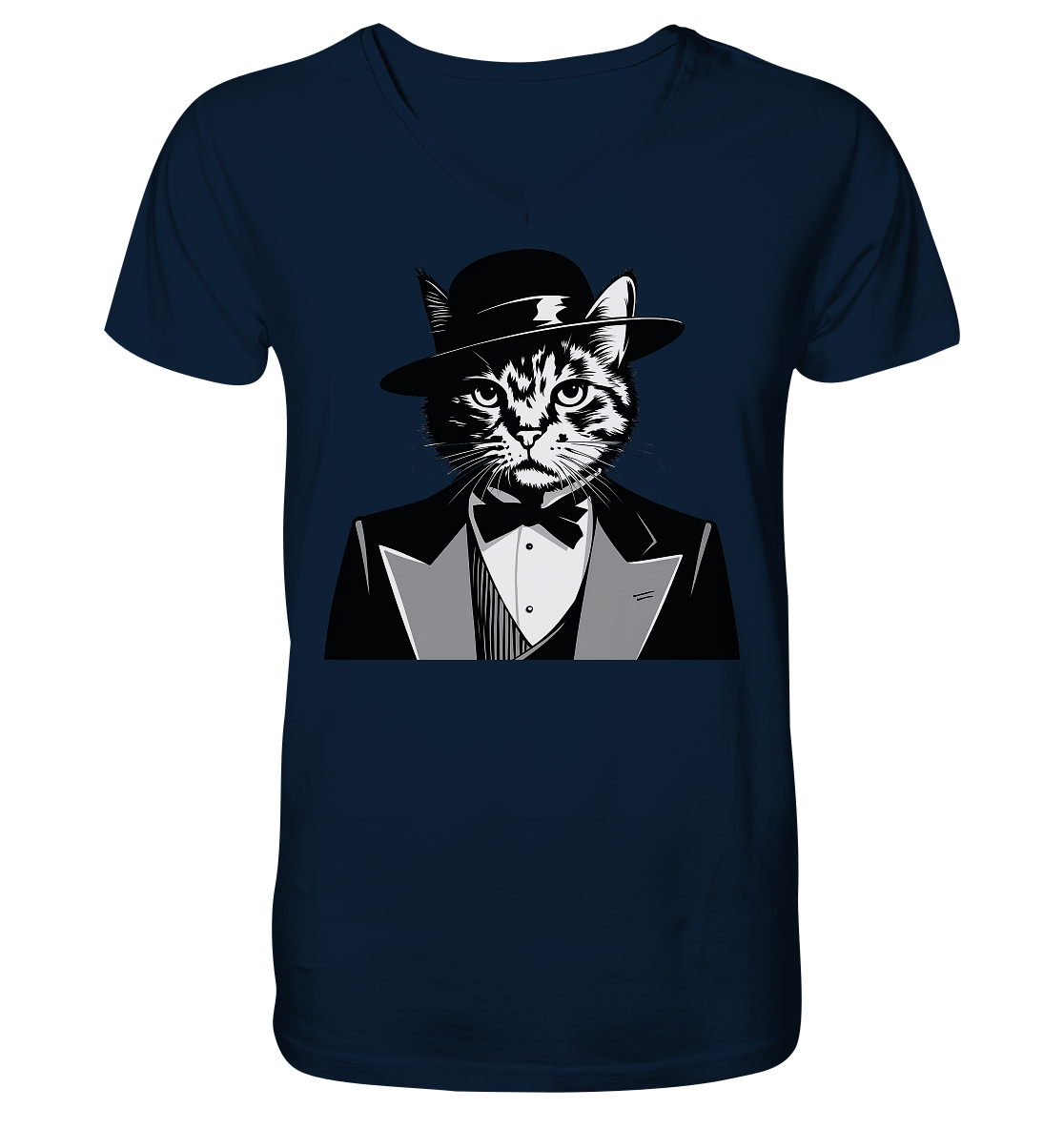 Godfather Katze Mafia - personalisierbar  - V-Neck Shirt