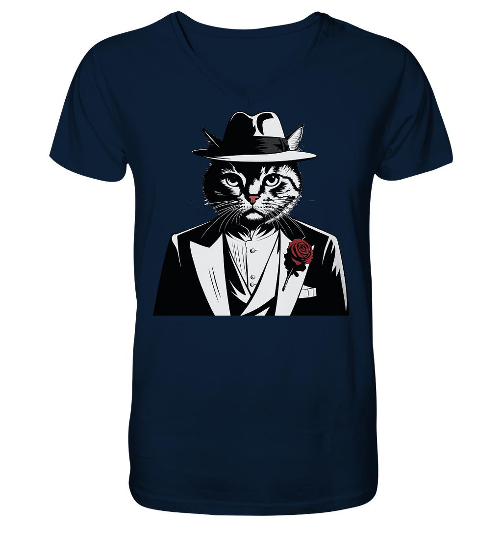 Catfather Katze Mafia - personalisierbar - V-Neck Shirt