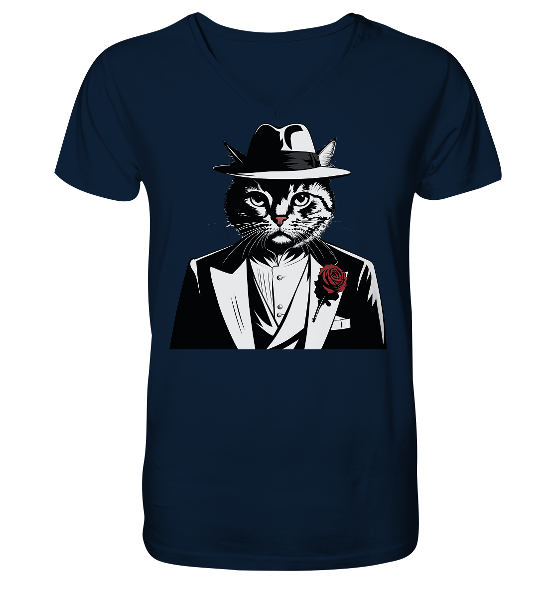 Catfather Katze Mafia - personalisierbar - V-Neck Shirt